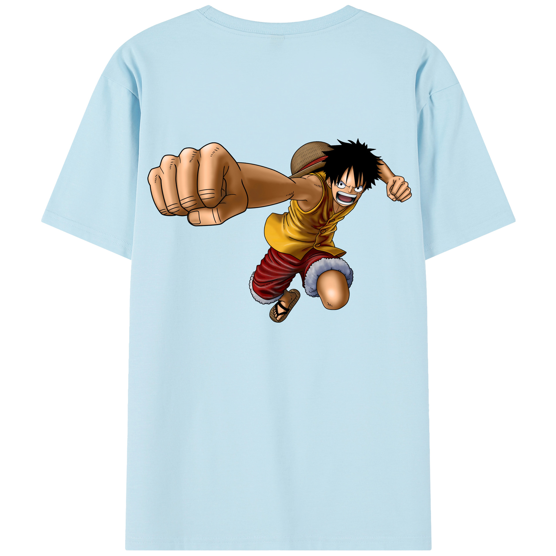 ワンピース モンキー・D・ルフィ ONE PIECE Monkey D. Luffy 綿100％半袖Tシャツ（背面プリント）